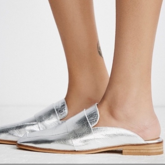 Free People Shoes - Free People At Ease silver mules size 37.5